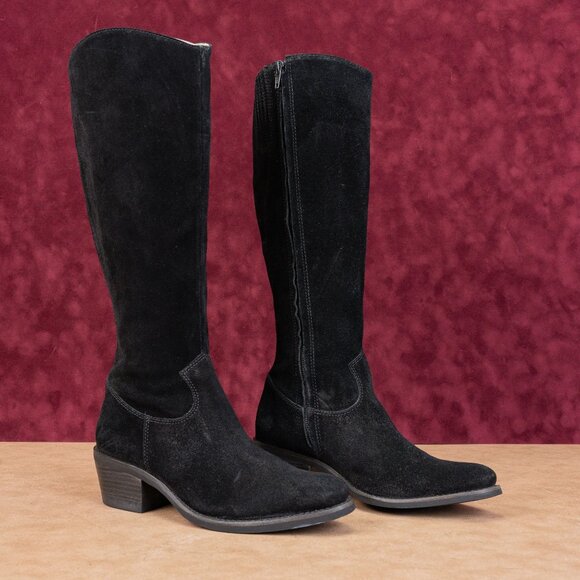Matisse Women Gunslinger Blck Suede Block Western Cowboy Knee Boots size 6 - Picture 1 of 10